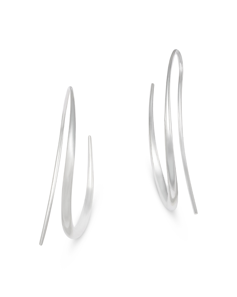 Georg Jensen Sterling Silver Offspring Threader Hoop Earrings In Silver