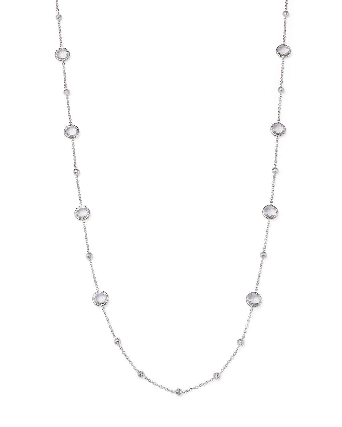 Sterling Silver Rock Candy Mini Lollipop Necklace in Clear Quartz, 37"