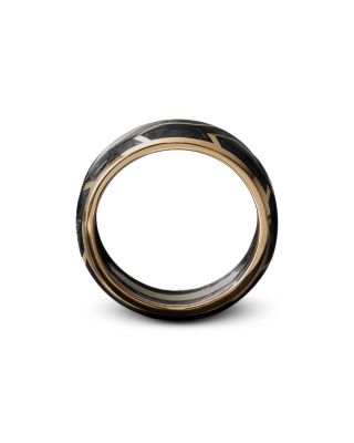 Men's Forged Carbon Band Ring in 18K Gold