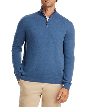 Shop The Men's Store At Bloomingdale's Cashmere Half-zip Sweater - 100% Exclusive In Bering Sea