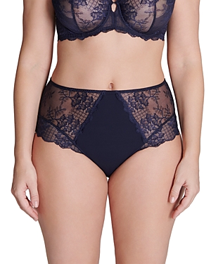 Shop Simone Perele Reve High Waisted Lace Brief In Cosmic Blue