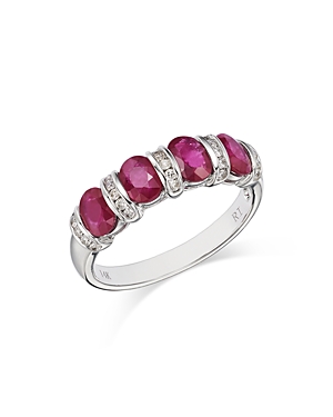 Bloomingdale's Ruby & Diamond Band In 14k White Gold In Red/white