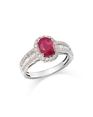 Bloomingdale's Ruby & Diamond Halo Ring in 14K White Gold