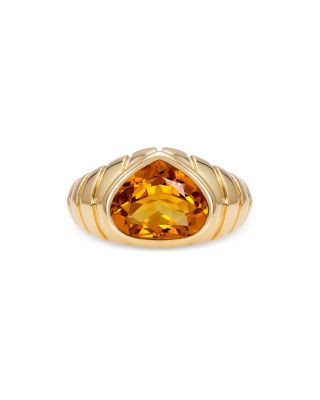 18K Yellow Gold Timo Citrine Pear Statement Ring