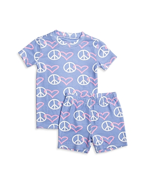 Pj Salvage Girls' Peace & Love Pajama Set - Little Kid, Big Kid In Periwinkle