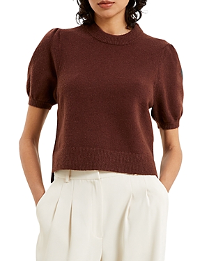 French Connection Vhari Short Sleeve Sweater In Bitter Chocolate