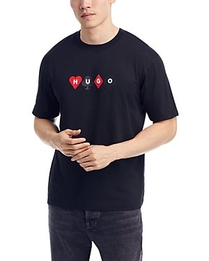 Hugo Boss Relaxed-fit T-shirt With Playing-card Artwork In Black