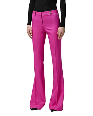 Versace Embellished Wool-twill Flared Pants In Warterlily