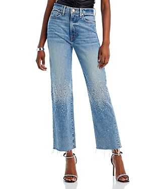 7 For All Mankind Logan Stovepipe High Rise Crystal Embellished Jeans in Ode To