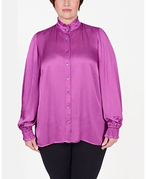 Shop Mayes Nyc Torie Ruffle Collar Blouse In Berry