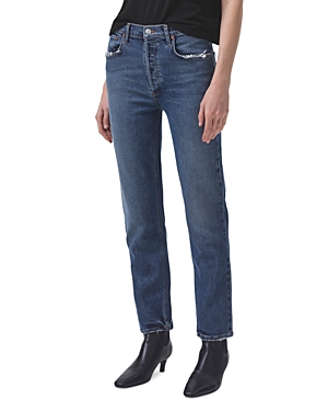 Shop Agolde Riley High Rise Straight Jeans In Pose