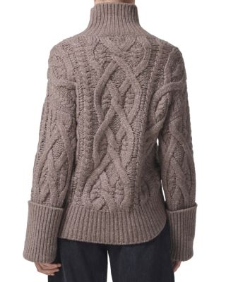 トップス STONE  08aw PRESIDENT CABLE KNIT Aran Cable Knit Side Zip Army Green