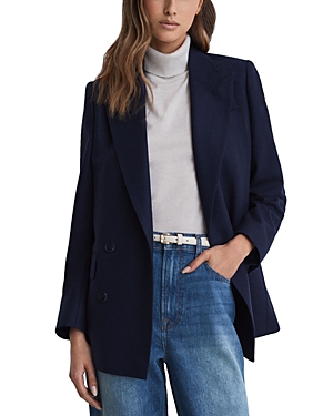 Shop Reiss Lorena Double Breasted Blazer In Navy