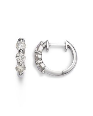 Diamond Hoop Earrings in 14K White Gold, 1.0 tcw
