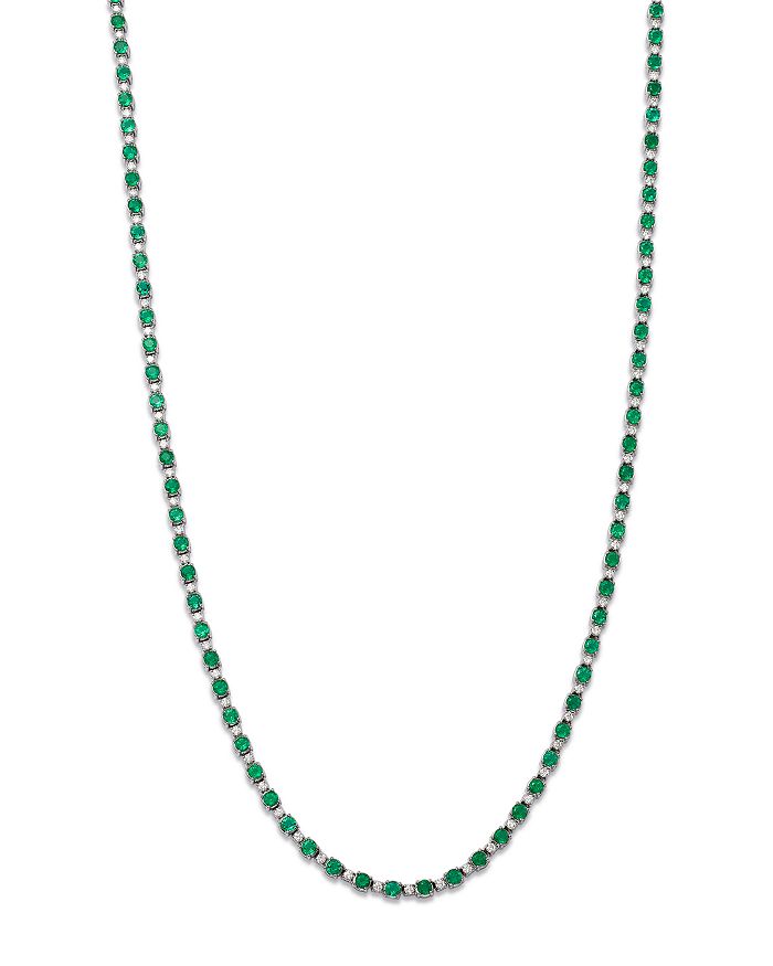 Bloomingdale's - Emerald & Diamond Necklace in 14K White Gold, 17"
