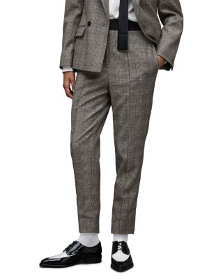 Allsaints Bea Check Wool Blend Crop Pants In Grey