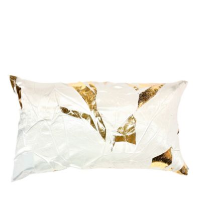 Aviva Stanoff - Gold Facet Ivoire Hand-Painted Silk Pillow, 12" x 20"