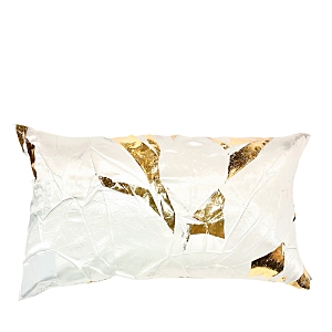 Aviva Stanoff Gold Facet Silk Ivoire Decorative Pillow, 12 X 20 In Ivoir/gold
