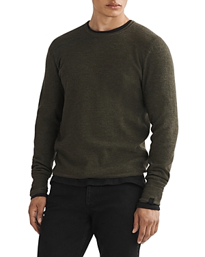 Rag & Bone Martin Merino Wool & Nylon Regular Fit Crewneck Sweater In Olive