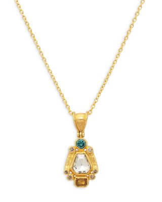 Gurhan 18K and 24K Yellow Gold Muse Multicolor Diamond Pendant Necklace, 16-18