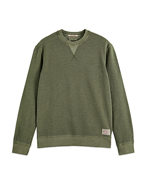 Scotch & Soda Cotton Blend Garment Dyed Regular Fit Crewneck Sweatshirt In Army