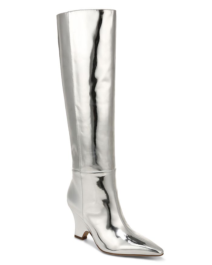 Sam Edelman Women's Vance Pointed Toe Silver High Heel Tall Boots ...