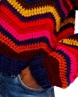 FARM Rio Colorful Waves Crochet Sweater | Bloomingdale's