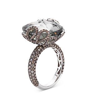 Miseno Jewelry - 18K White Gold Sea Leaf Green Amethyst & Brown Diamond Ring