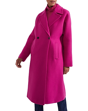 Hobbs London Carine Notch Collar Coat In Bright Pink