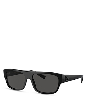Dolce & Gabbana Flat Top Square Sunglasses, 57mm In Black/gray Solid