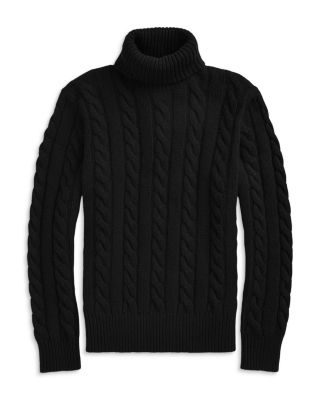 Cable Knit Wool Cashmere Turtleneck Sweater