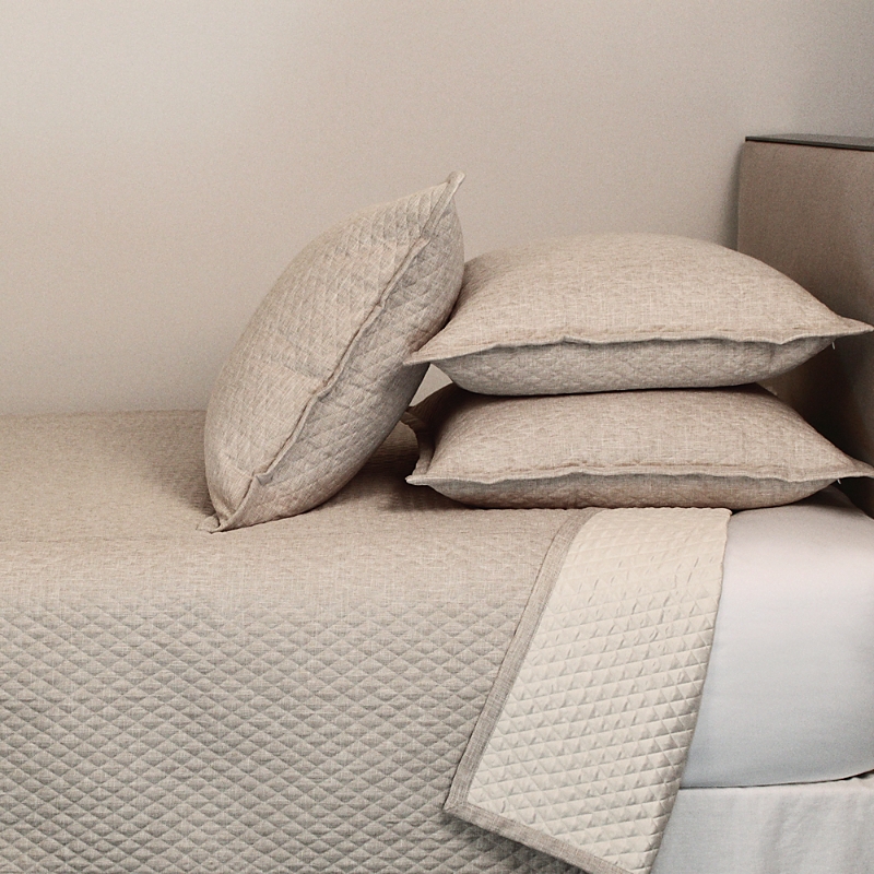 Ann Gish Faux Flax Coverlet Set, King In Pumice