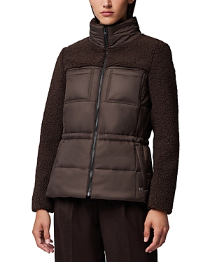 Soia & Kyo Izzie Puffer Jacket With Faux Sherpa Detail In Mushroom