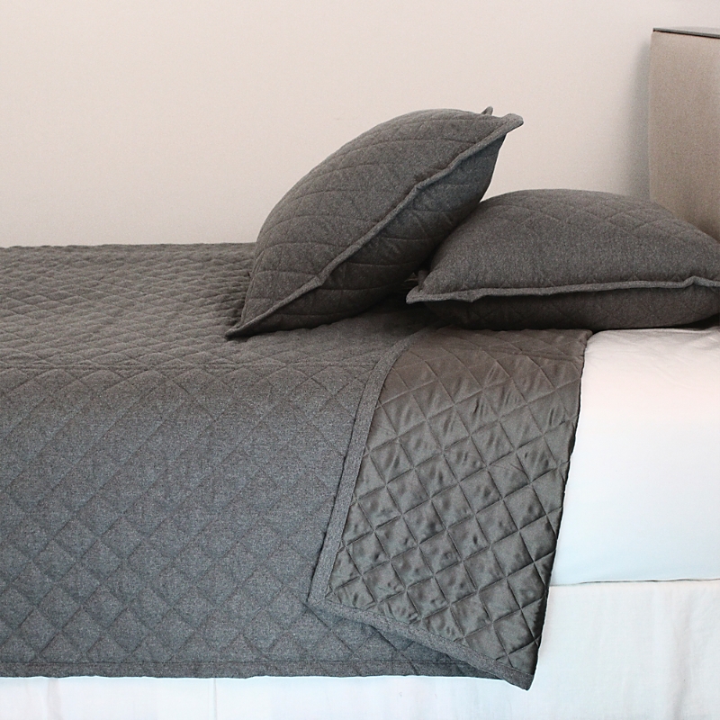 Ann Gish Flannel Coverlet Set, King In Grey