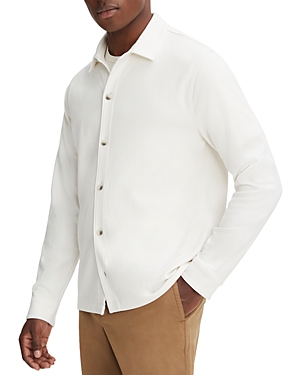 Shop Vince Twill Knit Long Sleeve Button Front Shirt In Bone