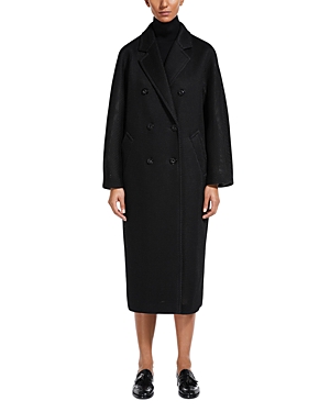 Max Mara Madame1 Perforated Double Breasted Coat In Black