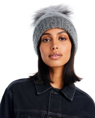 Kyi Kyi Pom Pom Knit Hat In Gray
