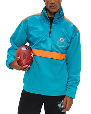 Shop Hugo Boss X Nfl Miami Dolphins Quarter Zip Pullover In Open Green