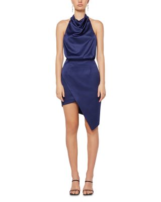 navy blue dress for baby girl Elliatt Camo Asymmetric Satin Cocktail Dress In Navy