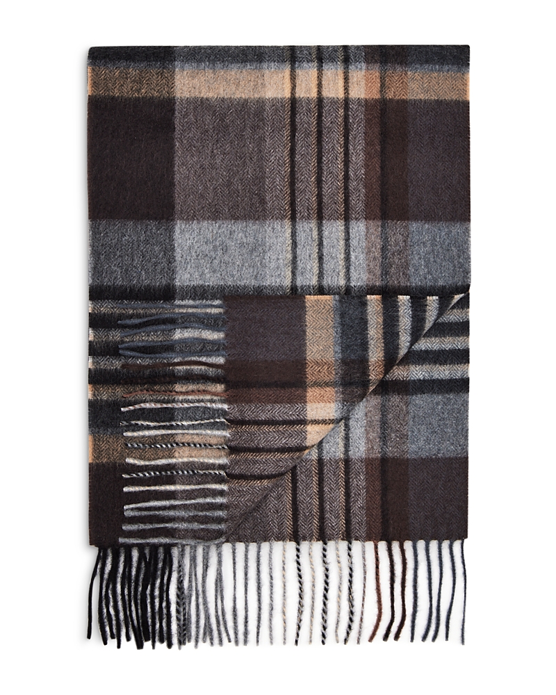 The Men's Store At Bloomingdale's Cashmere Plaid Scarf - Exclusive In Chocolate