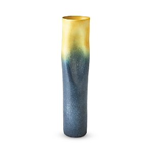 Global Views Indent Skinny Gray and Yellow Vase