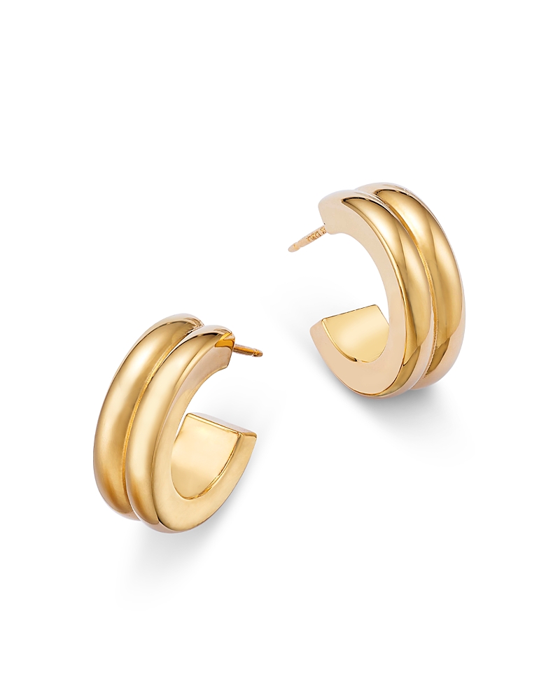 Bloomingdale's Fine Collection Polished Double Square Edge Huggie Hoop Earrings in 14K Yellow Gold