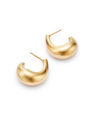 Polished Dome J Hoop Earrings in 14K Yellow Gold