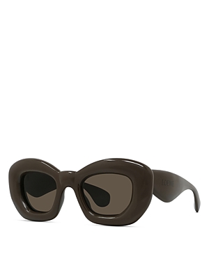 Shop Loewe Inflated Butterfly Sunglasses, 47mm In Brown/brown Solid