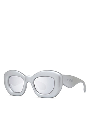 Shop Loewe Inflated Butterfly Sunglasses, 47mm In Silver/gray Mirrored Solid