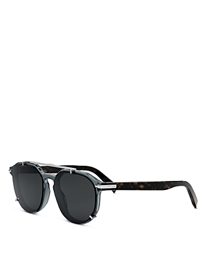Shop Dior Blacksuit Ri Round Sunglasses, 56mm In Blue/gray Solid