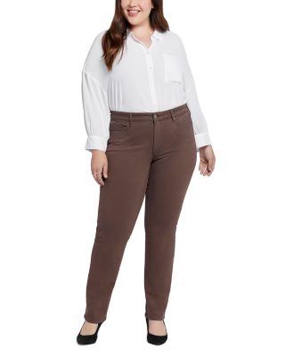 Plus Marilyn High Rise Straight Jeans in Coffee Bean