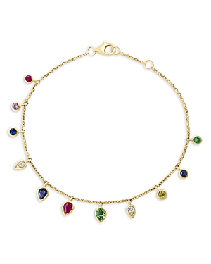 Bloomingdale's Rainbow Sapphire & Diamond Bezel Bracelet in 14K Yellow Gold