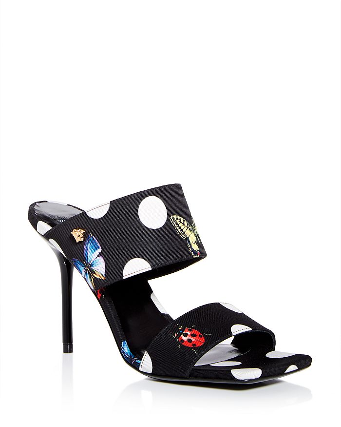 Versace Women's 95mm Polka Dot Sandals - Black - Size 7.5