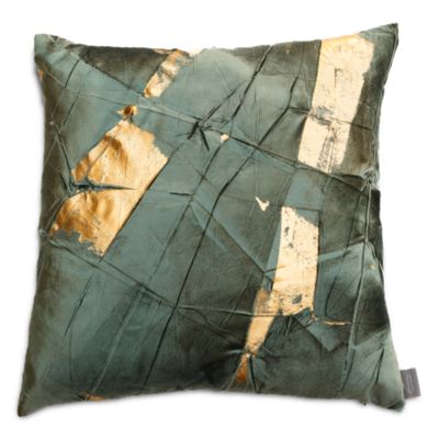 Gold Facet Cinder Hand-Painted Velvet Pillow, 20&amp;quot; x 20&amp;quot;